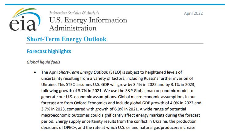 [EIA] 2022년 4월 단기 에너지 전망(Short-Term Energy Outlook April 2022) 썸네일